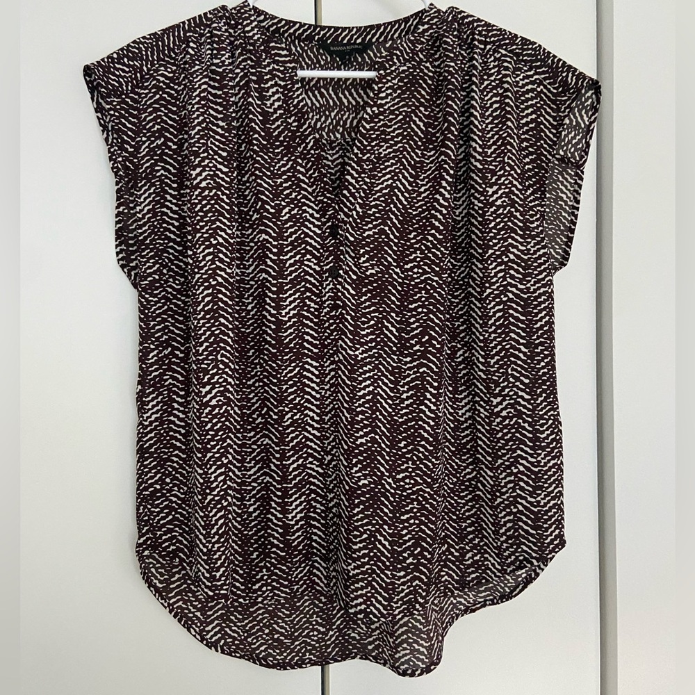 Banana Republic BUTTON DOLMAN BLOUSE - Brown Herringbone
